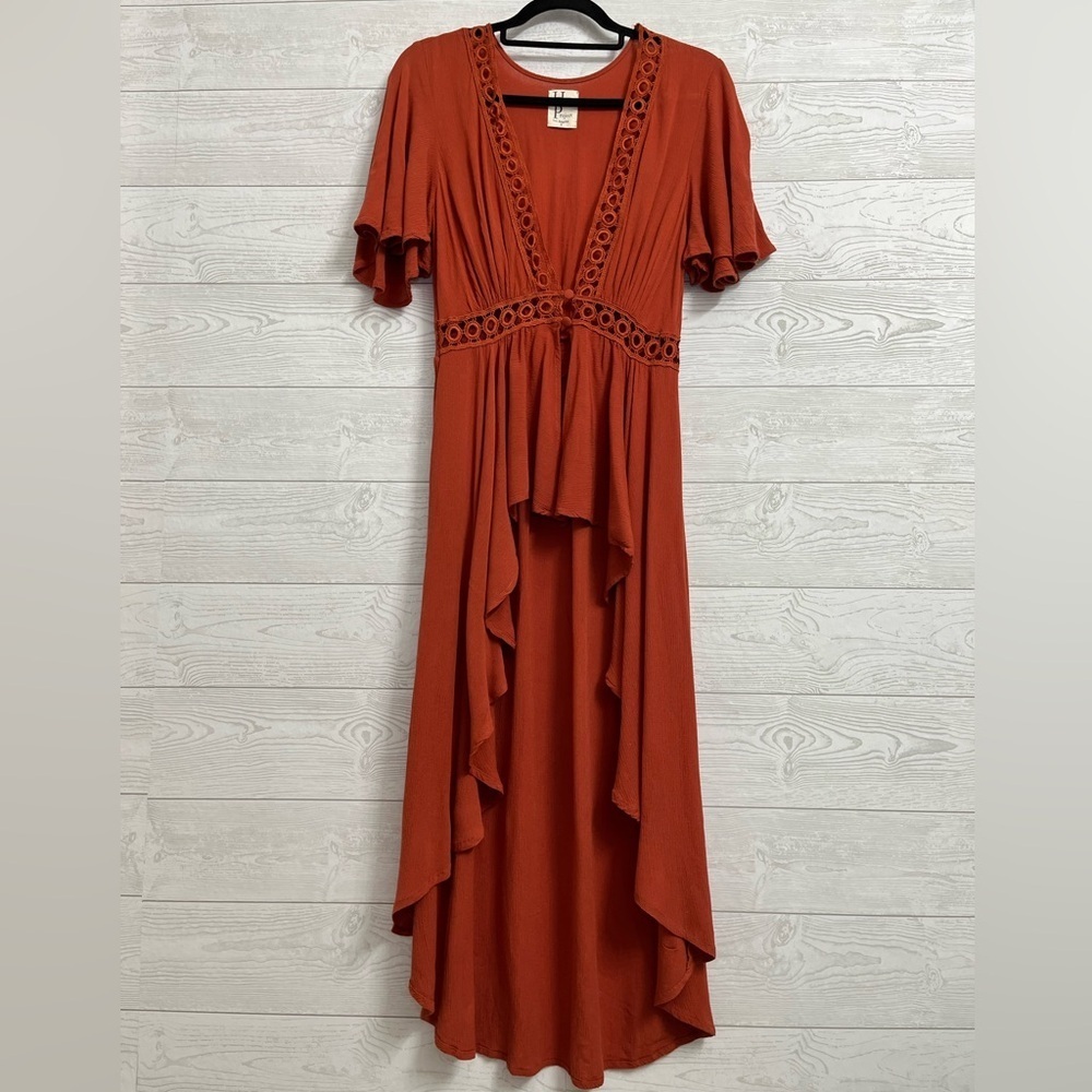 Haute Project L.A. Women’s Coral Maxi Rayon Button Dress Top. Size S